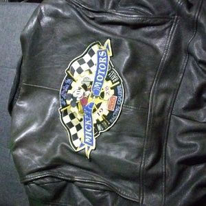 VINTAGE Mickey Mouse Racing Leather Jacket-XL